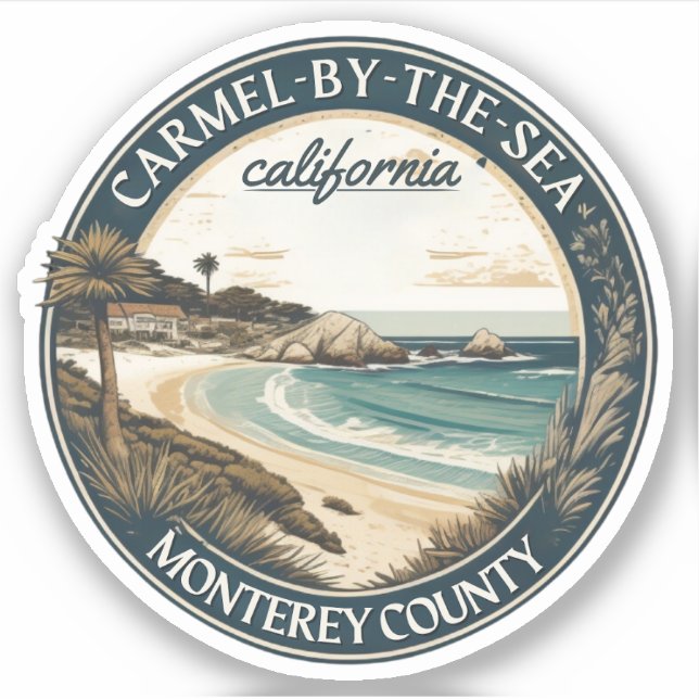 Sticker Carmel par la mer plage de la côte pacifique calif (Devant)
