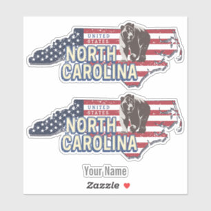 Sticker Caroline du Nord États-Unis Carte USA Vintage