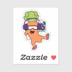 Sticker Carotte dans la musique avec casque