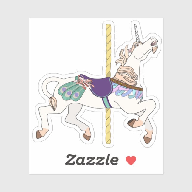 Sticker Carousel Horse Unicorne (Feuille)
