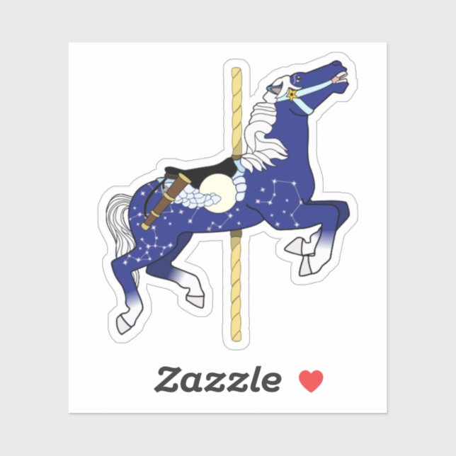 Sticker Carousel Horse with night time sky design (Feuille)