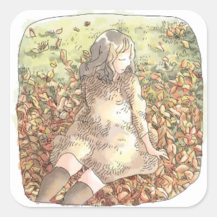 STICKER CARRÉ さ や れ じ む 秋 の