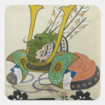 日本の伝統的着物生地シール（兜-kabuto1）