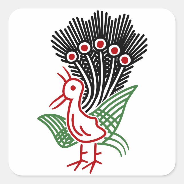 STICKER CARRÉ 麻雀牌 1索 イーソウロゴのみ-01 (Devant)