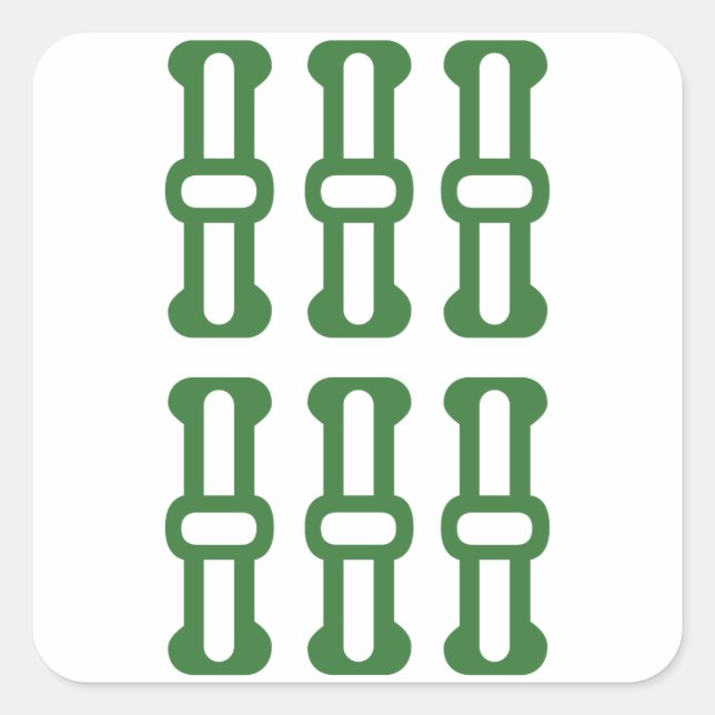 STICKER CARRÉ 麻雀牌 6索 / SIX OF BAMBOOS -MAHJONG TILE- (Devant)