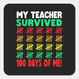 Sticker Carré 100 Jours de l'école Tee Kids 100e Jour de l'école