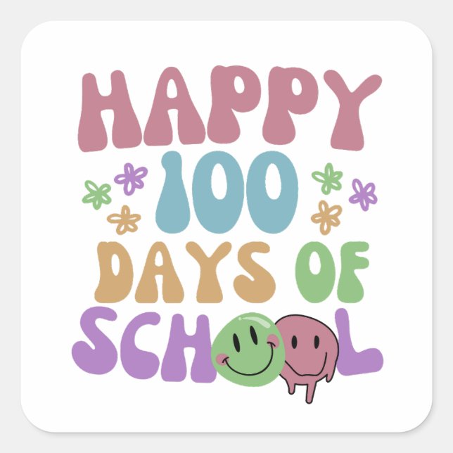 Sticker Carré 100 Jours D'Enseignant Étudiant (Devant)