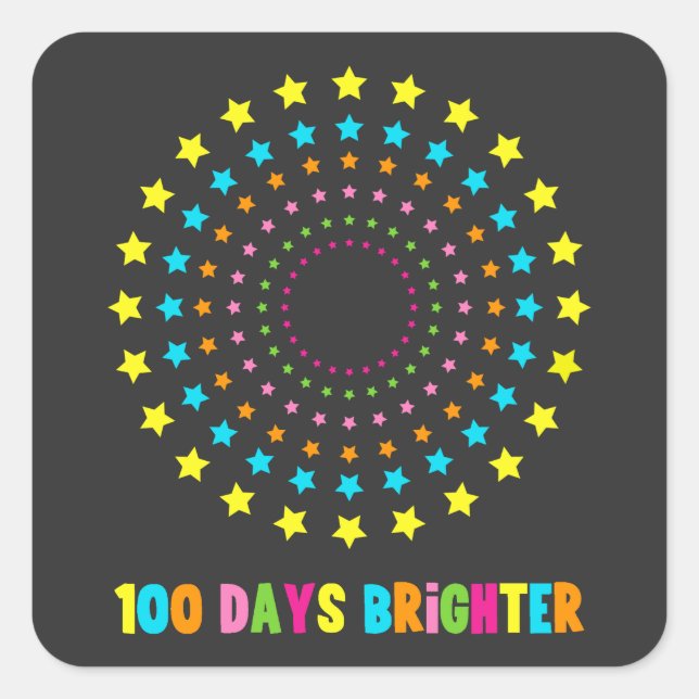 Sticker Carré 100 Jours Plus Brighton 100E Jour D'École (Devant)