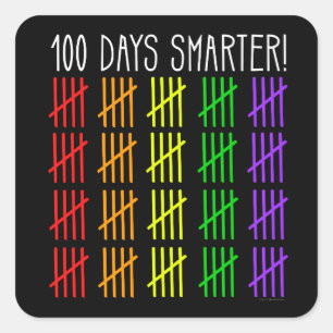 Sticker Carré 100e jour d'école Enseignant du comptage en arc-e