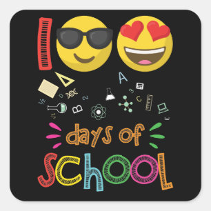 Sticker Carré 100e Jours de l'école maternelle Enseignant Emoji
