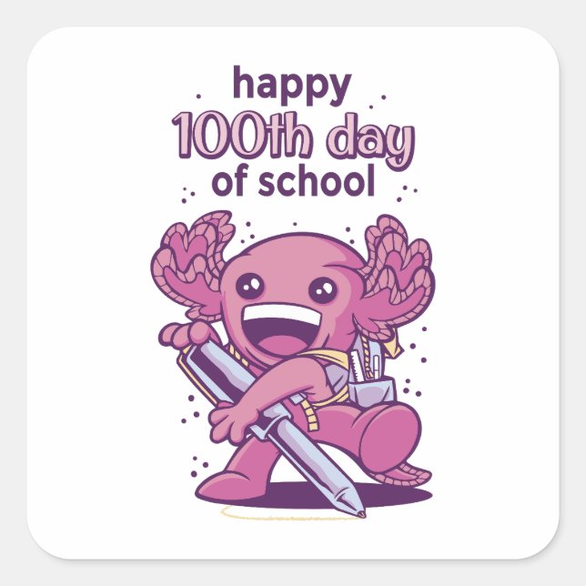 Sticker Carré 100ème jour d'invitation à l'école (Devant)