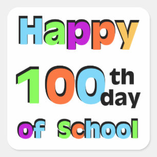 Sticker Carré 100th jour heureux d'école