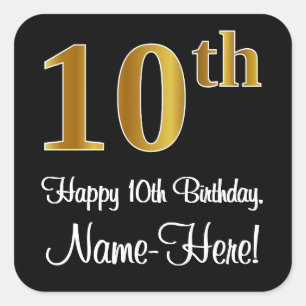 Sticker Carré 10e anniversaire - Elégant Luxueux Faux Gold Look