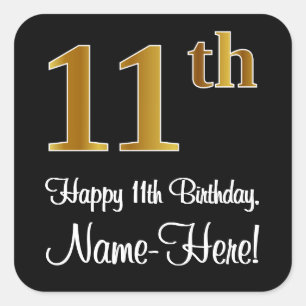 Sticker Carré 10e anniversaire - Elégant Luxueux Faux Gold Look