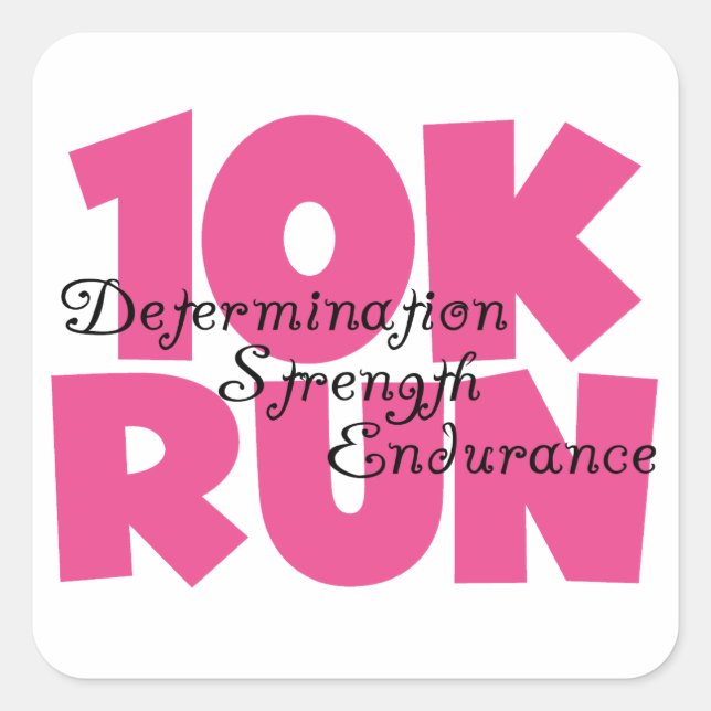 Sticker Carré 10K Run Sport Rose (Devant)