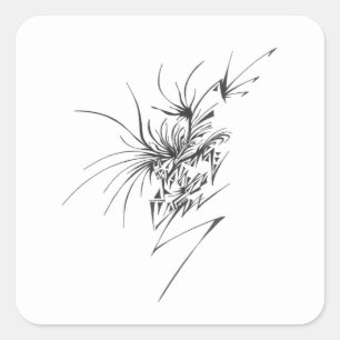 Sticker Carré 118 Noir et Blanc Art Tribal Tatouage Abstrait