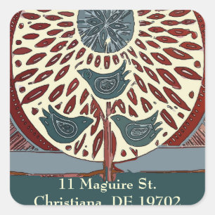 Sticker Carré 11 Oiseaux bleus Abstraits du Maguire