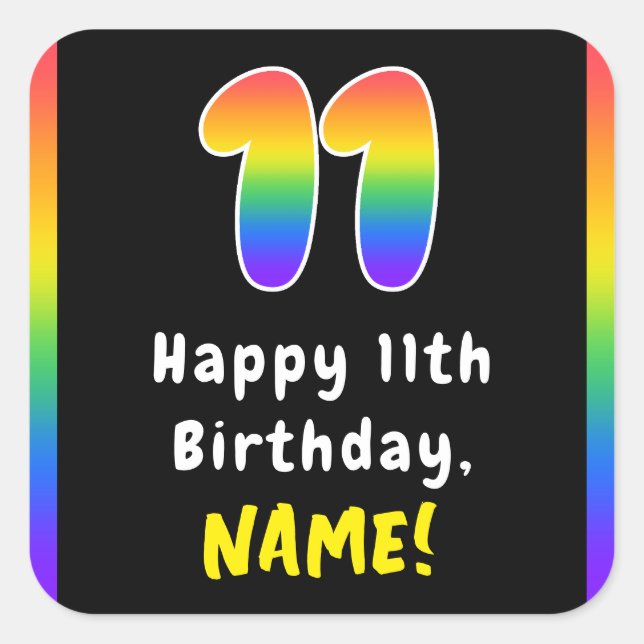 Sticker Carré 11e anniversaire : Rainbow Spectrum # 11, Nom pers (Devant)