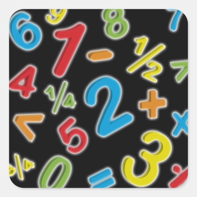 Sticker Carré 123 Nombres Mathématiques (Devant)