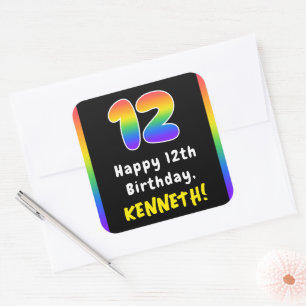 Sticker Carré 12e anniversaire : Rainbow Spectrum # 12, Nom pers