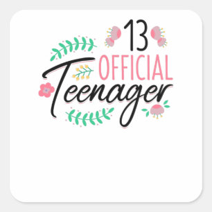 Sticker Carré 13 Cadeaux officiels pour adolescentes