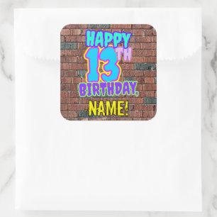 Sticker Carré 13e anniversaire - Amusant, Graffiti urbain inspir