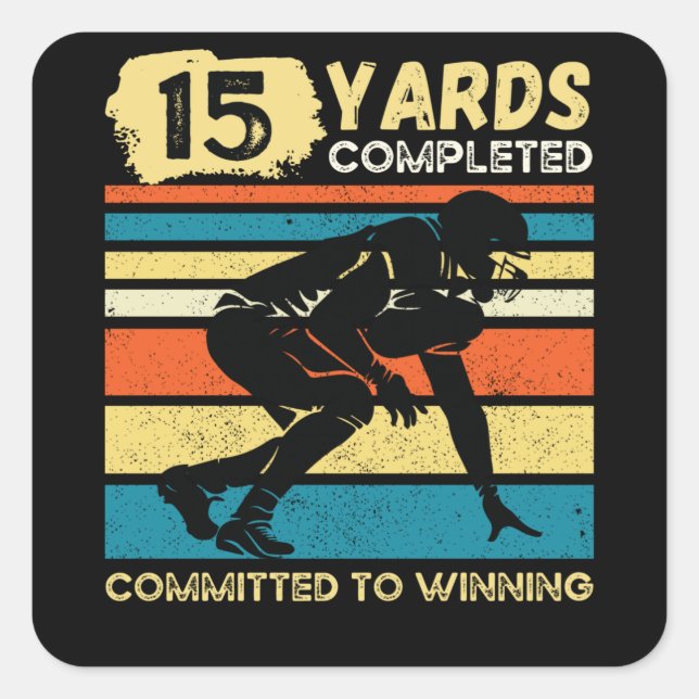 Sticker Carré 15 Yards Achevé Football Anniversaire (Devant)