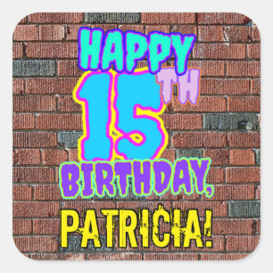 Sticker Carré 15e anniversaire - Amusant, Graffiti urbain inspir