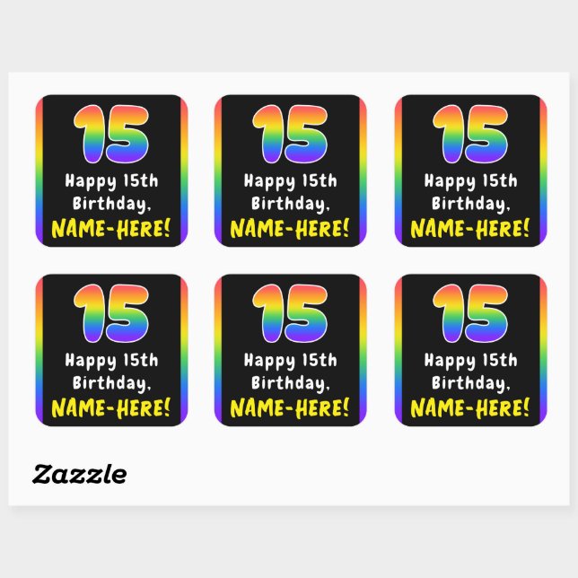 Sticker Carré 15e anniversaire : Rainbow Spectrum # 15, Nom pers (Feuille)