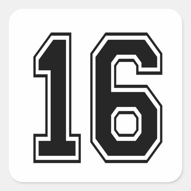 Sticker Carré 16 seize varsity num (Devant)