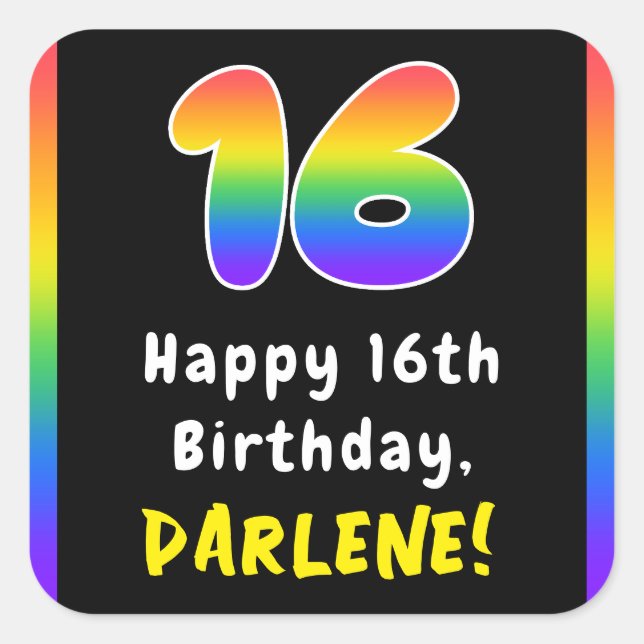 Sticker Carré 16e anniversaire : Rainbow Spectrum # 16, Nom pers (Devant)