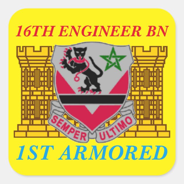 STICKER CARRÉ 16E BATAILLE D'INGÉNIEUR 1ER BÂTIMENTS ARMOIRES (Devant)