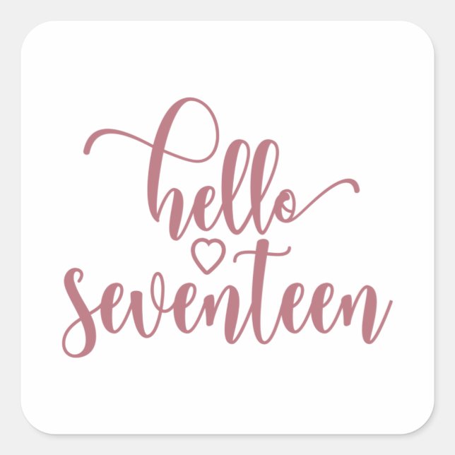 Sticker Carré 17e anniversaire Femmes Bonjour 17 mignonne 17 ans (Devant)