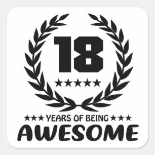 Sticker Carré 18 ans d'être génial