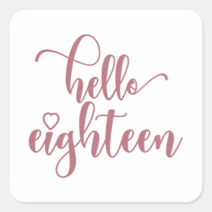 Sticker Carré 18e anniversaire Femmes Bonjour 18 mignonnes 18 an