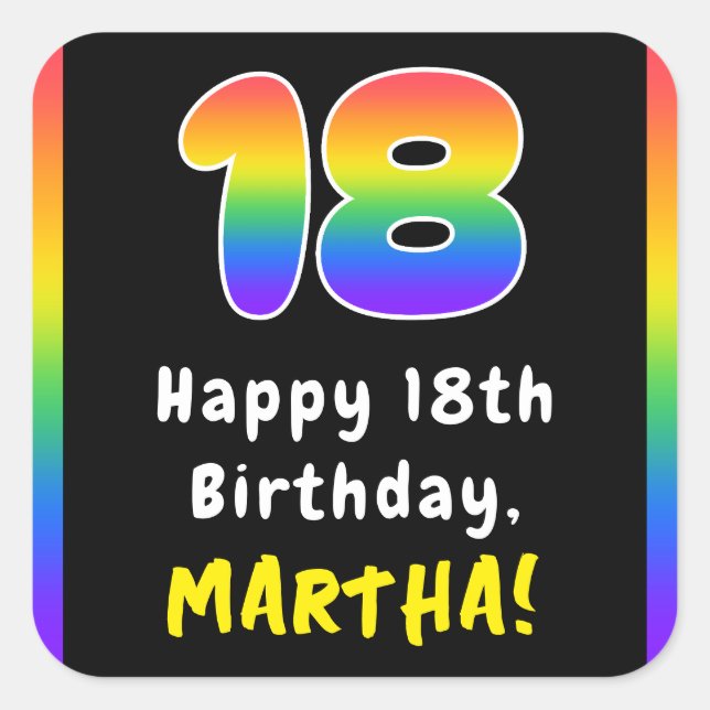 Sticker Carré 18e anniversaire : Rainbow Spectrum # 18, Nom pers (Devant)