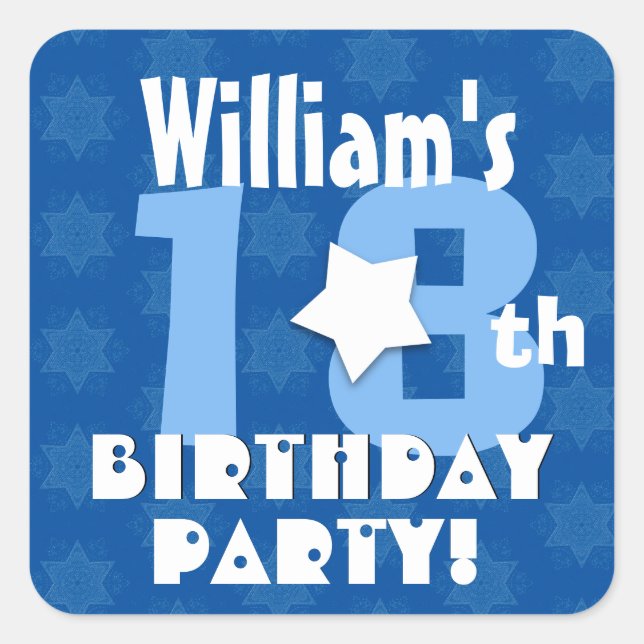 Sticker Carré 18e ou toute étoile d'anniversaire Personnalisé K1 (Devant)