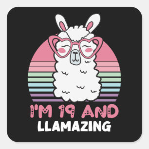 Sticker Carré 19 Ans Anniversaire Llamazing 19e Anniversaire Lla