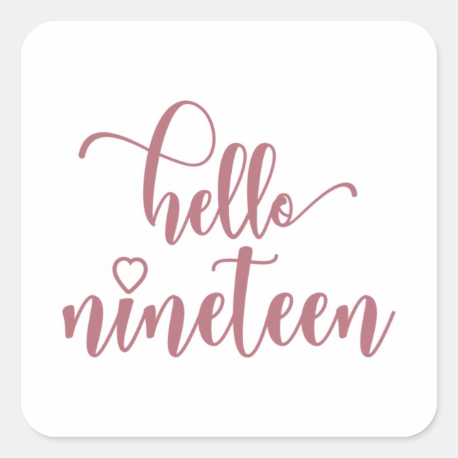 Sticker Carré 19e anniversaire Femmes Bonjour 19 mignonnes 19 an (Devant)