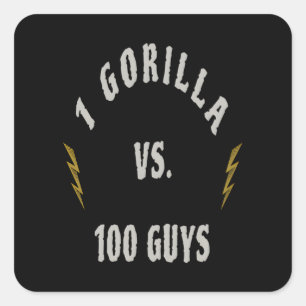 Sticker Carré 1 Gorille contre 100 Hommes