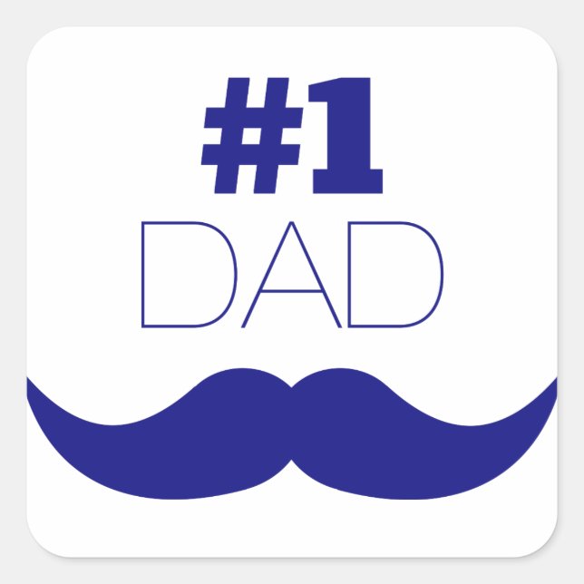 Sticker Carré #1 Papa Blue Mustache (Devant)