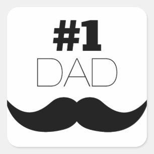 Sticker Carré #1 Papa Mustache noire - Numéro Un