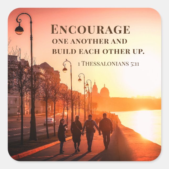 Sticker Carré 1 Thessaloniciens 5:11 Encourager l'autre Bible (Devant)