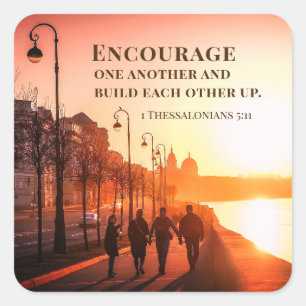 Sticker Carré 1 Thessaloniciens 5:11 Encourager l'autre Bible