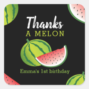 Sticker Carré 1er anniversaire Merci à Melon