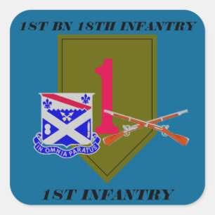 STICKER CARRÉ 1ER BATTALION 18E INFANTERIE 1ER BÂTIMENTS D'INFAN