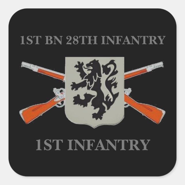 STICKER CARRÉ 1ER BATTALION 28E INFANTERIE 1ER BÂTIMENTS D'INFAN (Devant)