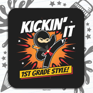 Sticker Carré 1ère année Ninja Kick Premier jour Retour à l'écol