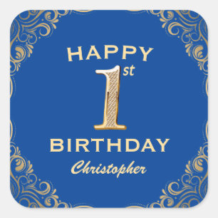 Sticker Carré 1ère fête d'anniversaire Cadre Parties scintillant