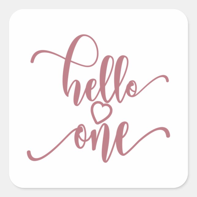 Sticker Carré 1st Birthday Girls Hello One Cute 1 Year Old Baby (Devant)